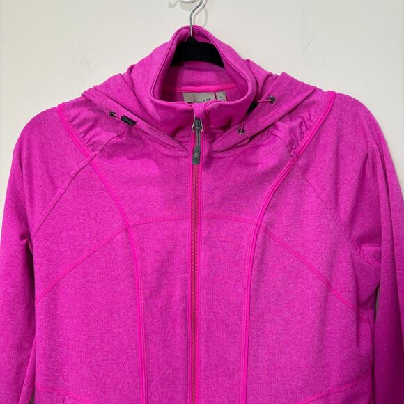 Athleta Hooded Rishi Jacket Women M Hot Pink Full Zip Athletic Performance Yoga - Picture 2 of 10